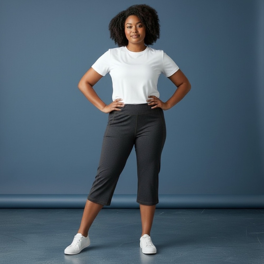 Athleta Capris Cropped Pants Charcoal‎ Grey Size M Activewear Workout Stretch
